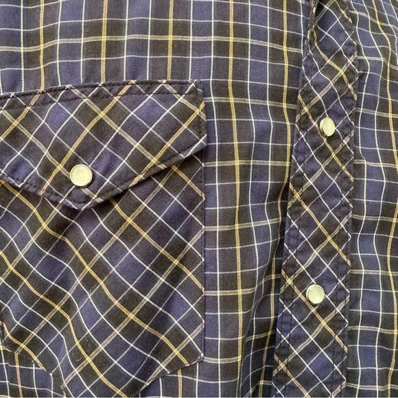 Wrangler Vintage Pearl Snap Western Plaid Long Sleeve Men's Shirt Size XL - Picture 10 of 12